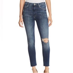 Mother the looker high rise ankle fray skinny jeans close to the edge 28